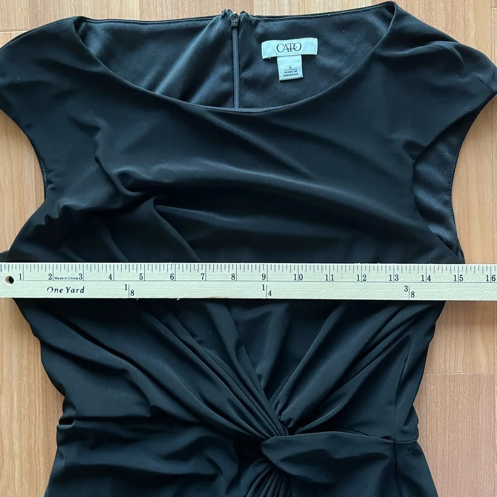 CATO Elegant Black Draped Sleeveless Dress Size 6